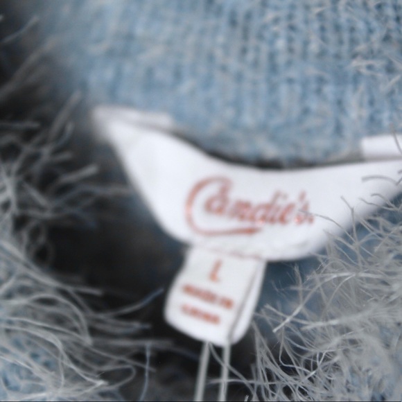 Candies | Blue Stripe Fuzzy Eyelash Sweater - Picture 3 of 6
